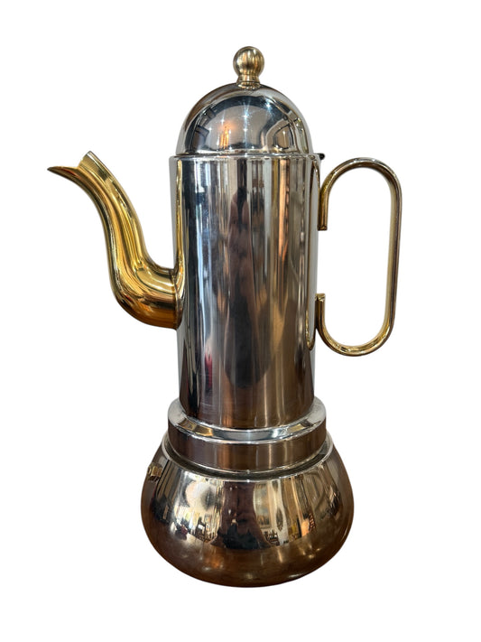 Cafetière espresso italienne CHÉRIE 12 tasses – Inox 18/10 et finitions or 24 Kt – Made in Italy – H. 29 cm