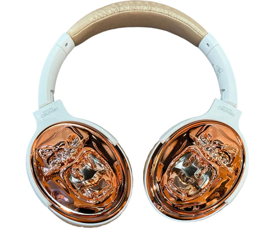Casque Casque audio Richard Orlinski – Design Gorilla – Édition Collector or rosé/blanc