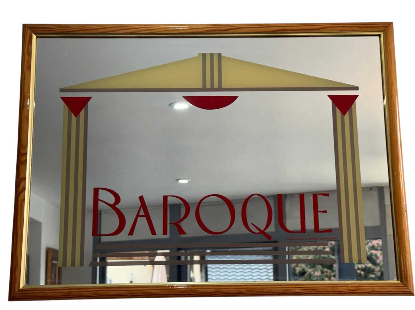Miroir publicitaire vintage « Baroque » – Composition graphique Art déco, années 1930–1950