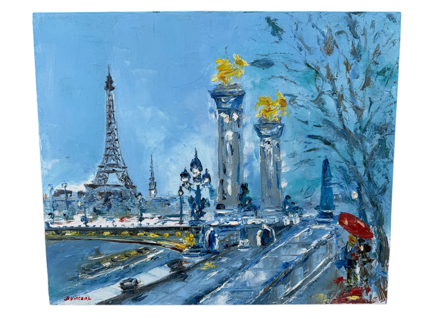 Tableau de Paris signé Bernard Vincent – Huile sur toile – 65 x 55 cm