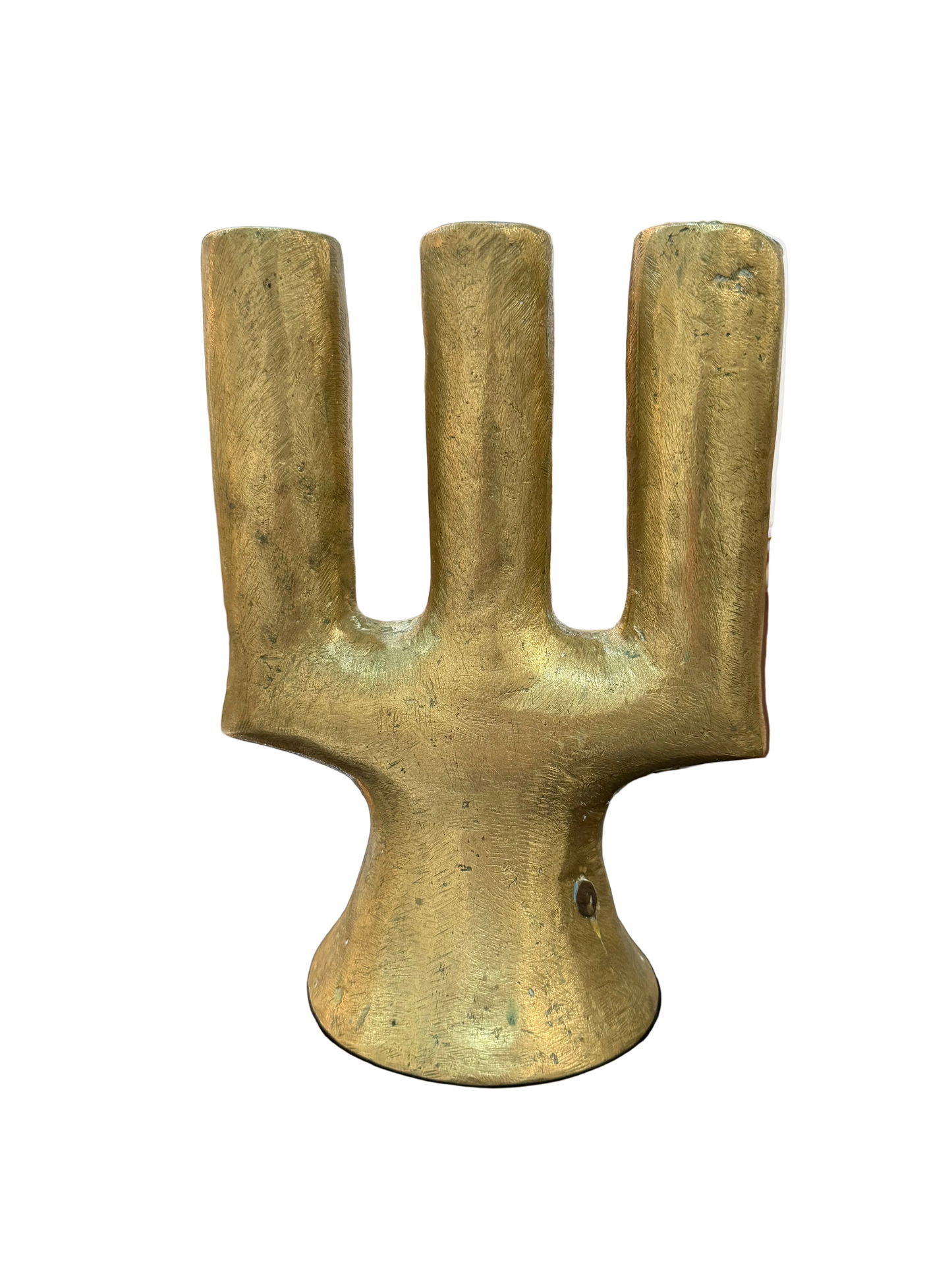 Chandelier artisanal en laiton massif – Pièce unique – Tchad