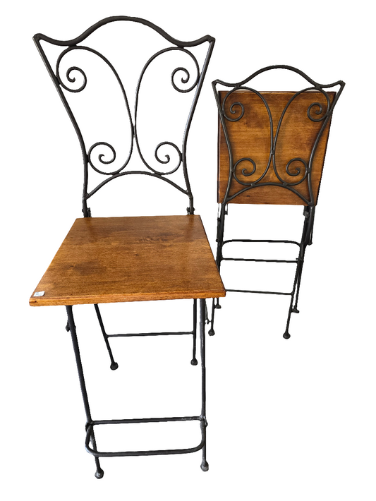 Paire chaise haute fer forgé