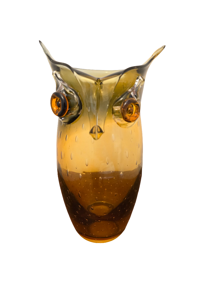 Vase pâte de verre chouette