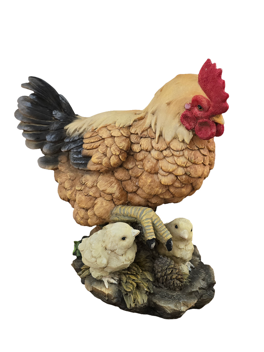 Poule décoration en plâtre