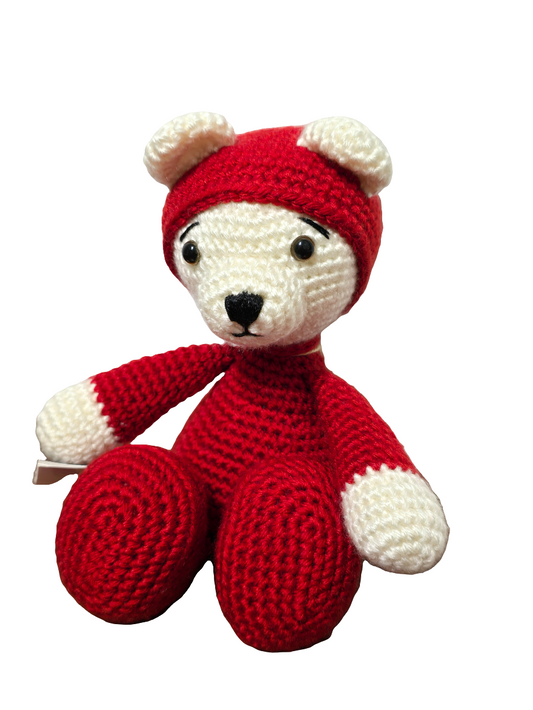 Ourson pyjama rouge amigurumi