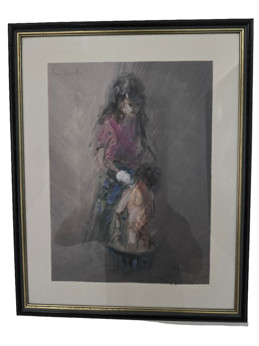 Tableau femme lavant son enfant