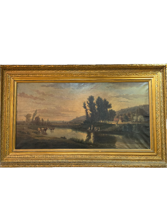 Grand tableau paysage XIXème   signé P.st MEURITZ