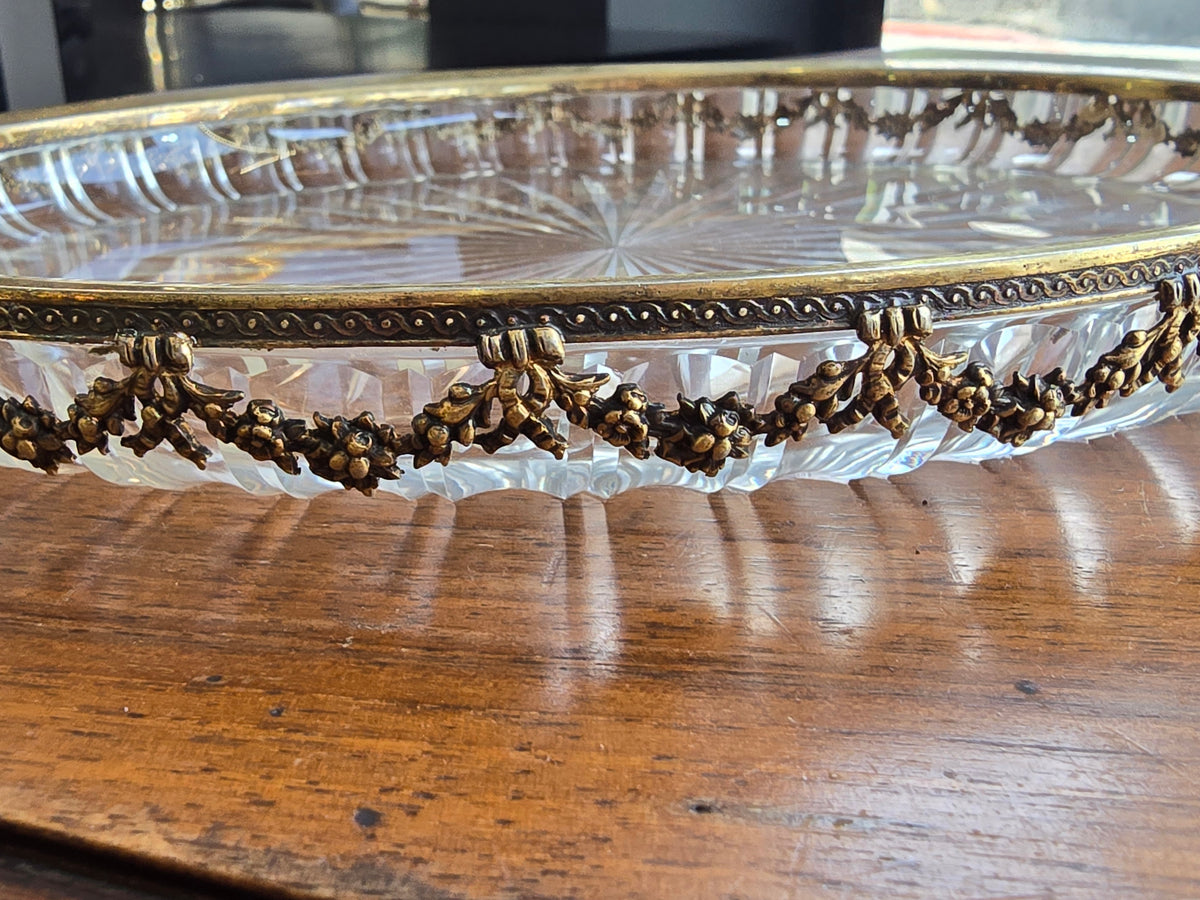 Paire de Plat en cristal taillé et monture argent massif 800 allemagne Fin XIXe