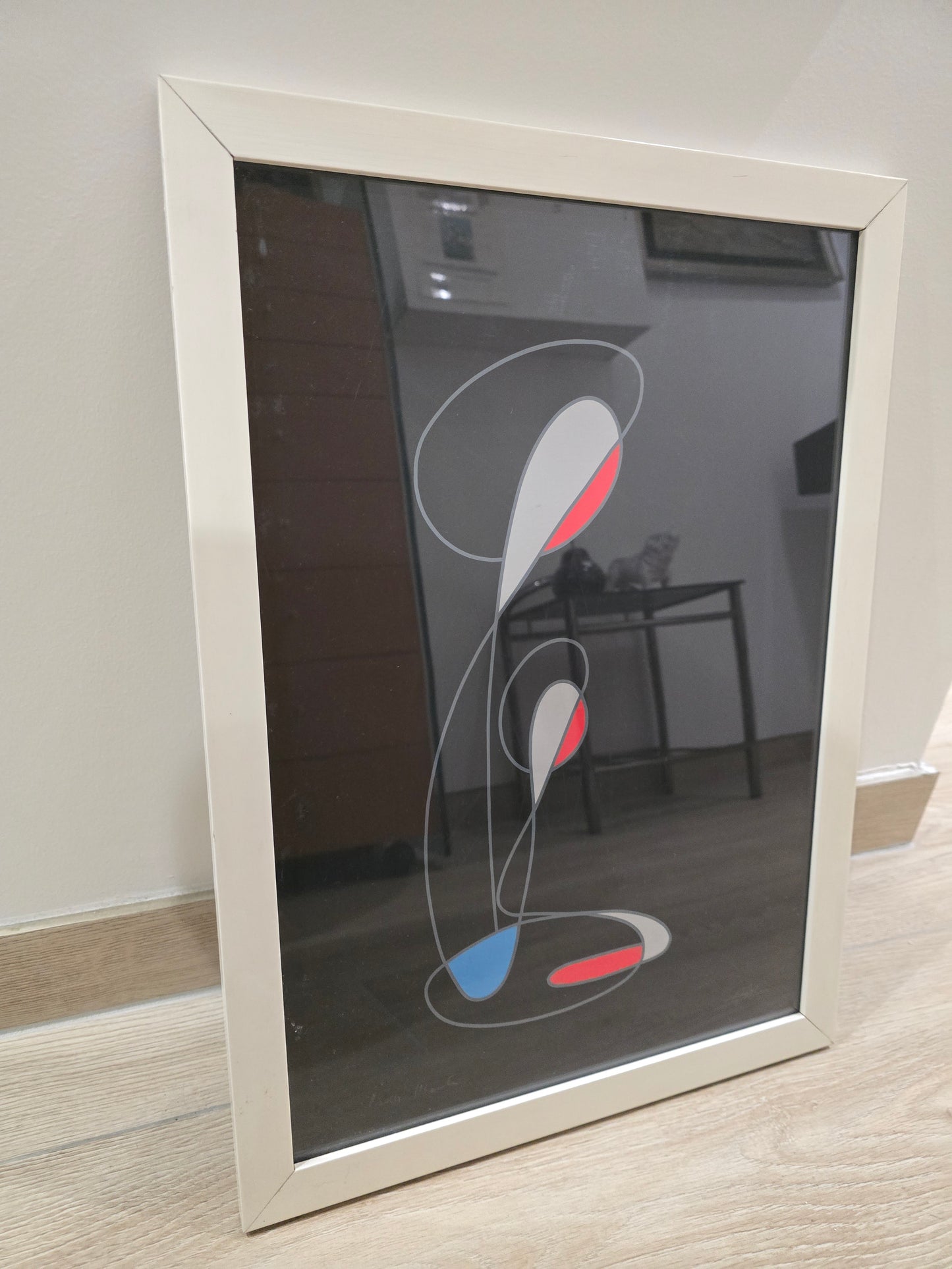 Tableau abstrait signé Guidotti Giuseppe – Composition moderne sur fond noir