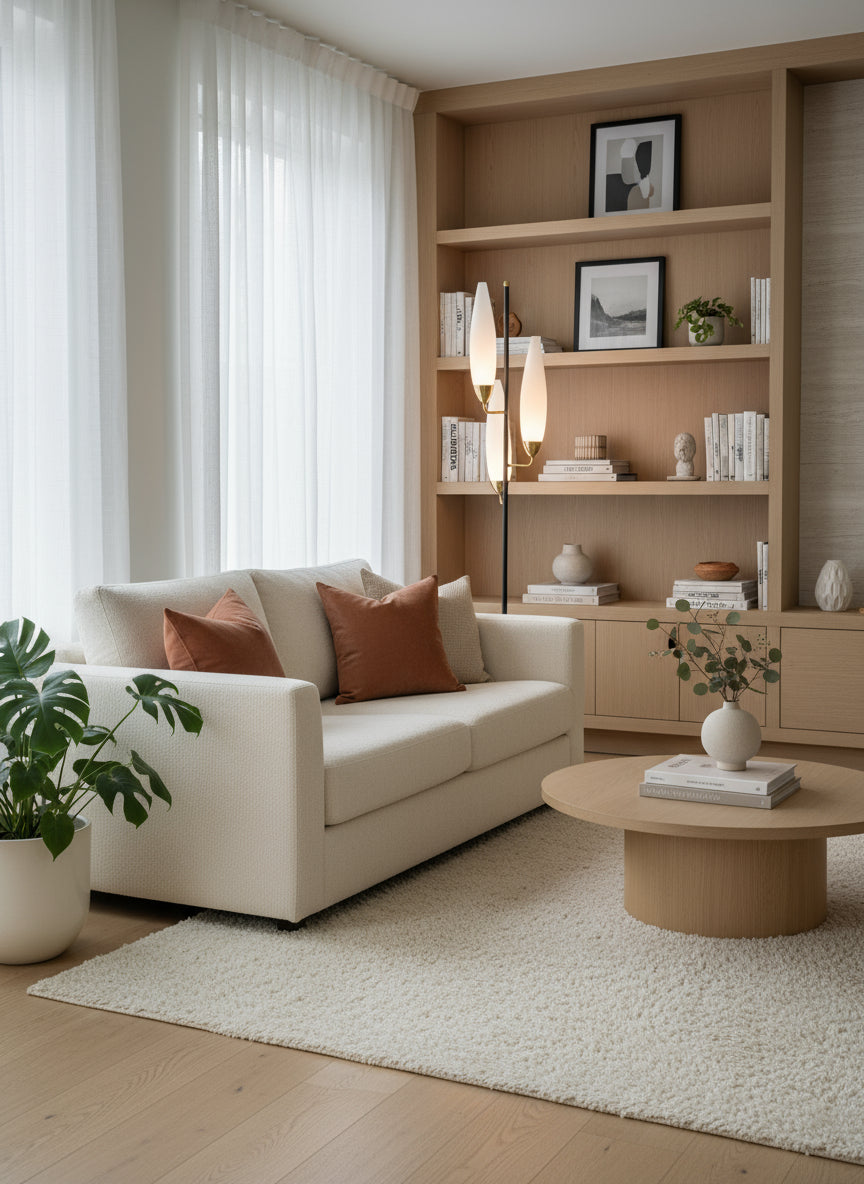 Lampadaire tripode vintage – Laiton & opaline blanche – Années 1960