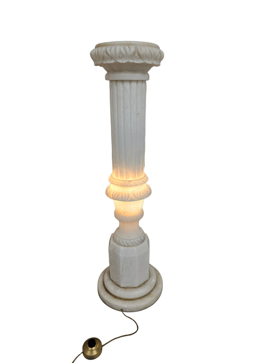 Colonne décorative lumineuse en albâtre – Style néoclassique – H.97 cm
