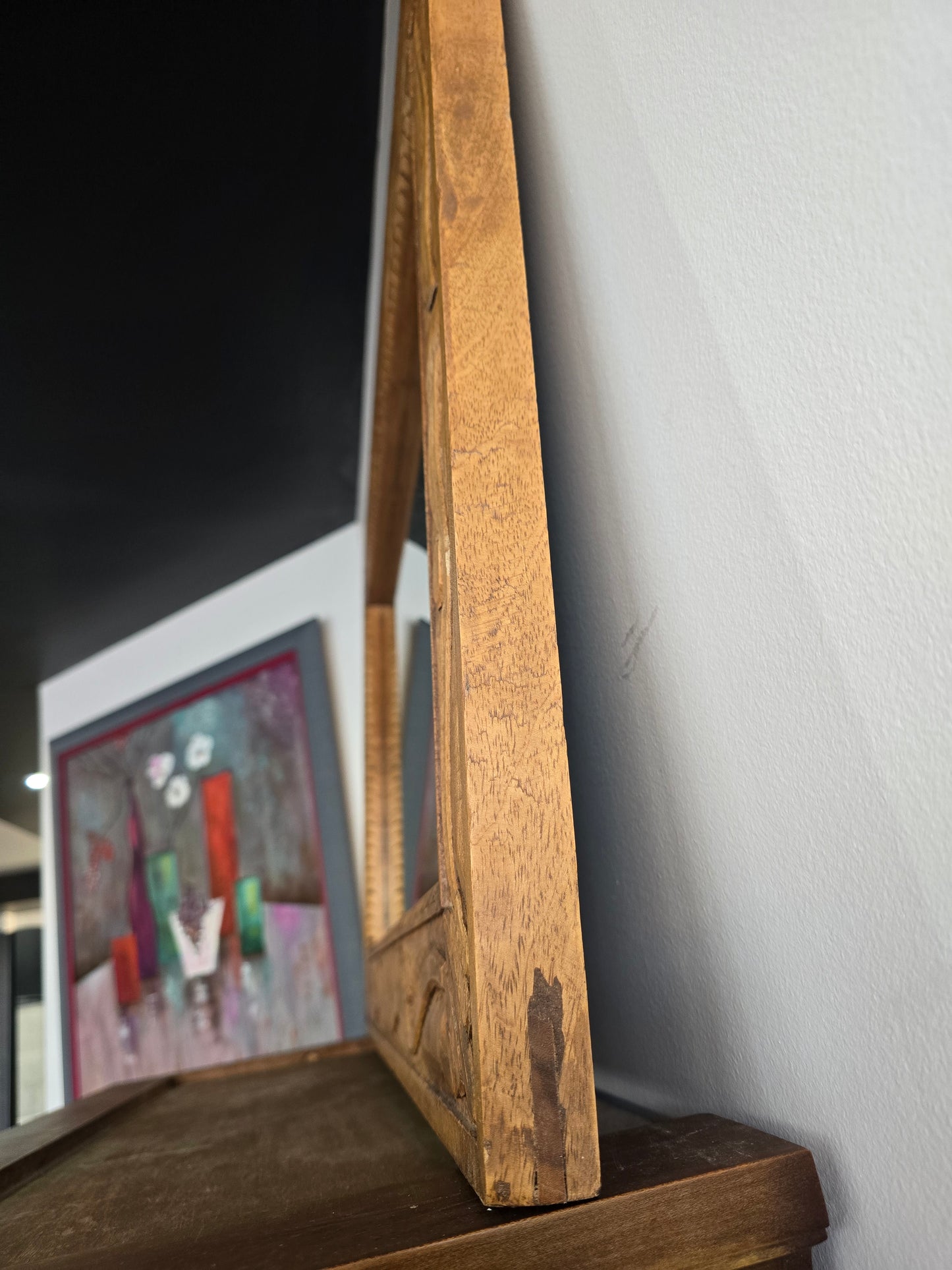 Grand miroir mural en bois sculpté – travail artisanal