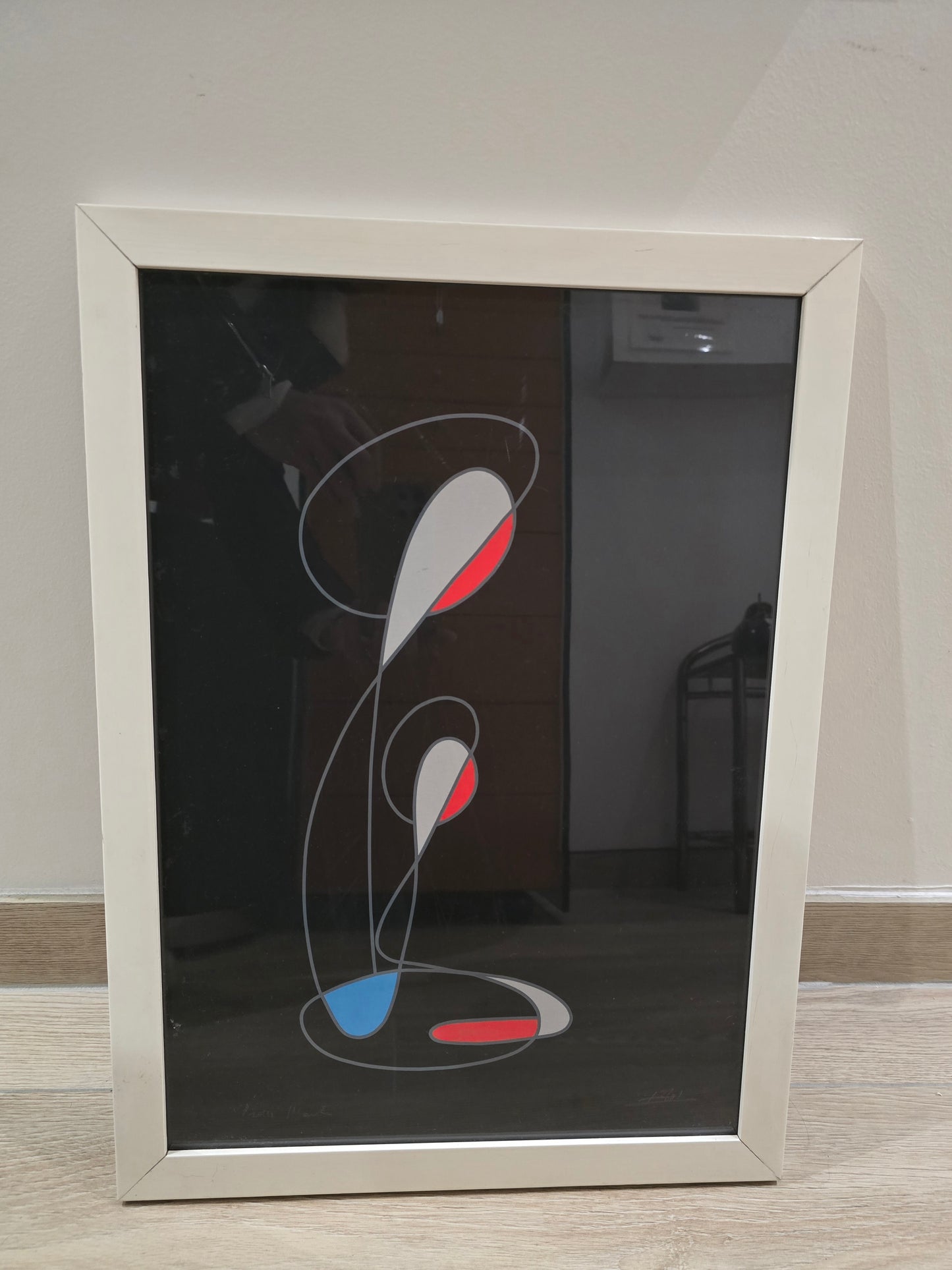 Tableau abstrait signé Guidotti Giuseppe – Composition moderne sur fond noir