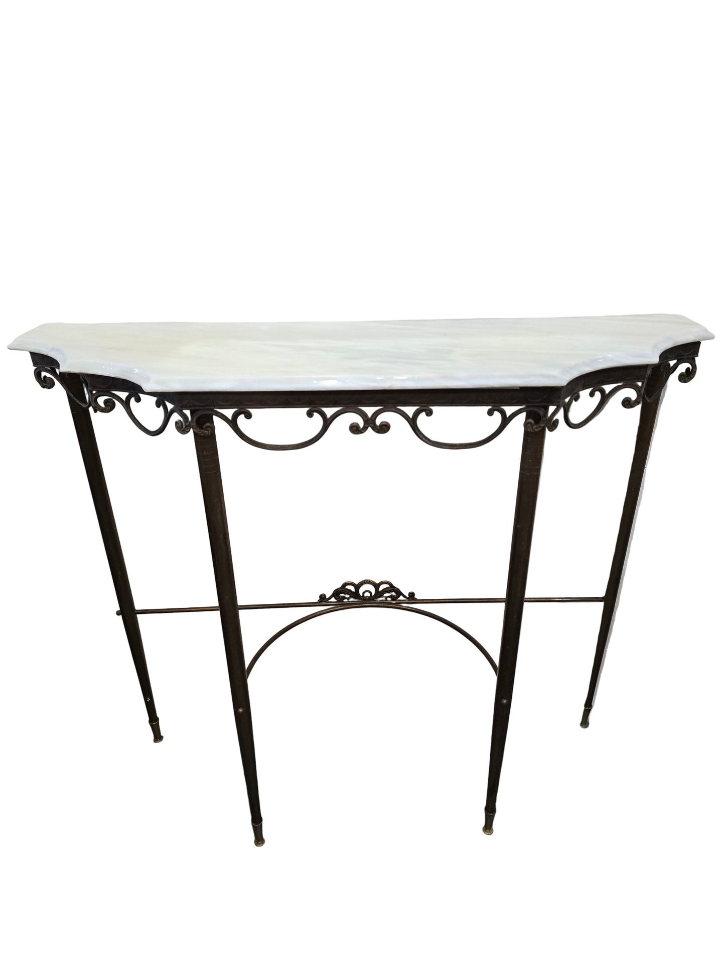 Console en fer forgé et plateau marbre – Style Art Déco / Néoclassique