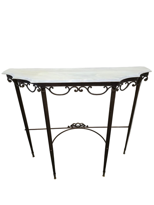 Console en fer forgé et plateau marbre – Style Art Déco / Néoclassique