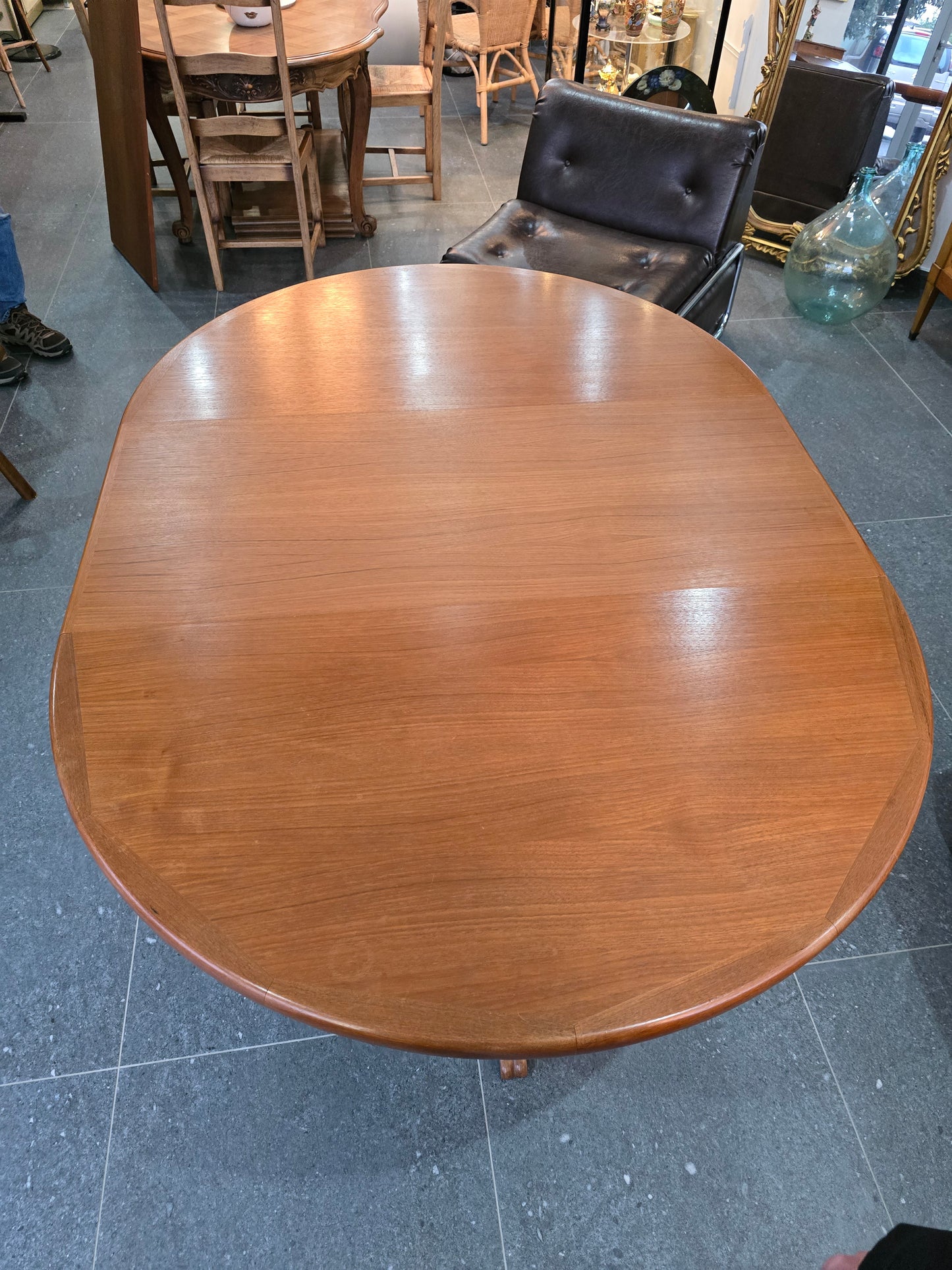 Table ronde extensible en teck – Design scandinave vintage – Ø120 cm + 2 rallonges