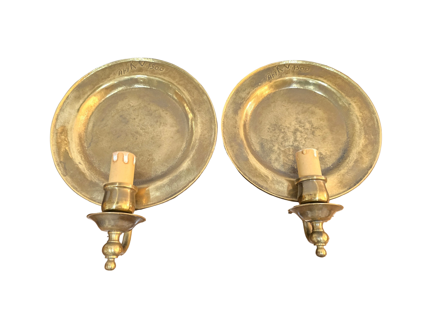 Lot de 2 appliques murales vintage Ari KV 1500 – bronze patiné – Ø 25 cm