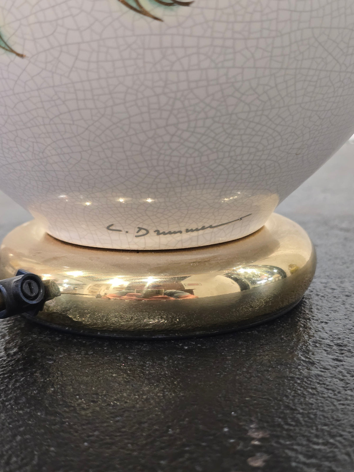Grande lampe vintage Louis Drimmer en céramique émaillée – années 70/80