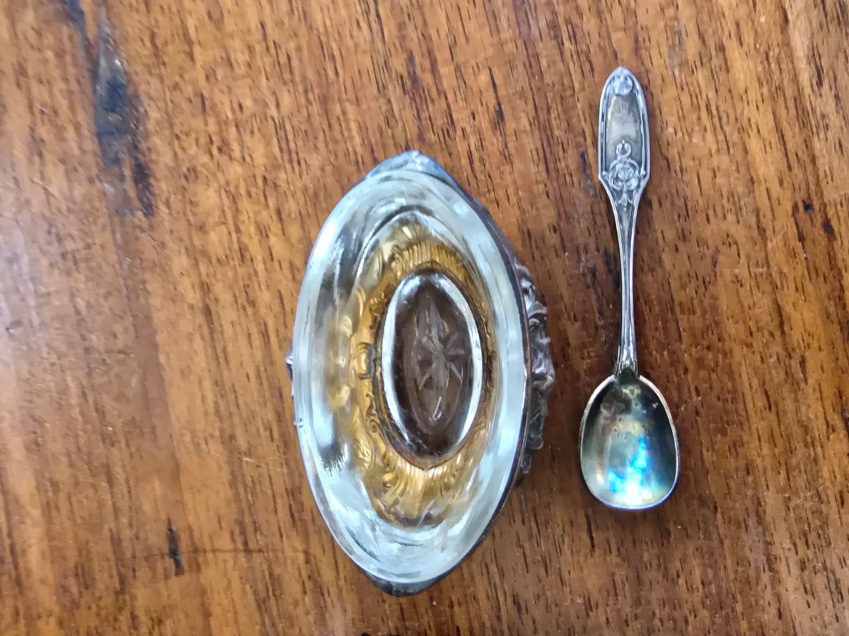Paire de salerons en argent massif et cristal – écrin Perrusset, Nancy