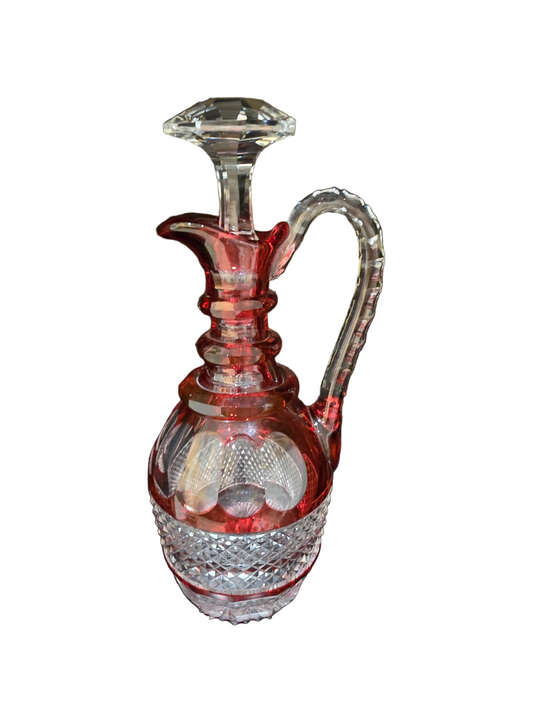 Carafe aiguière en cristal doublé rouge – Saint-Louis