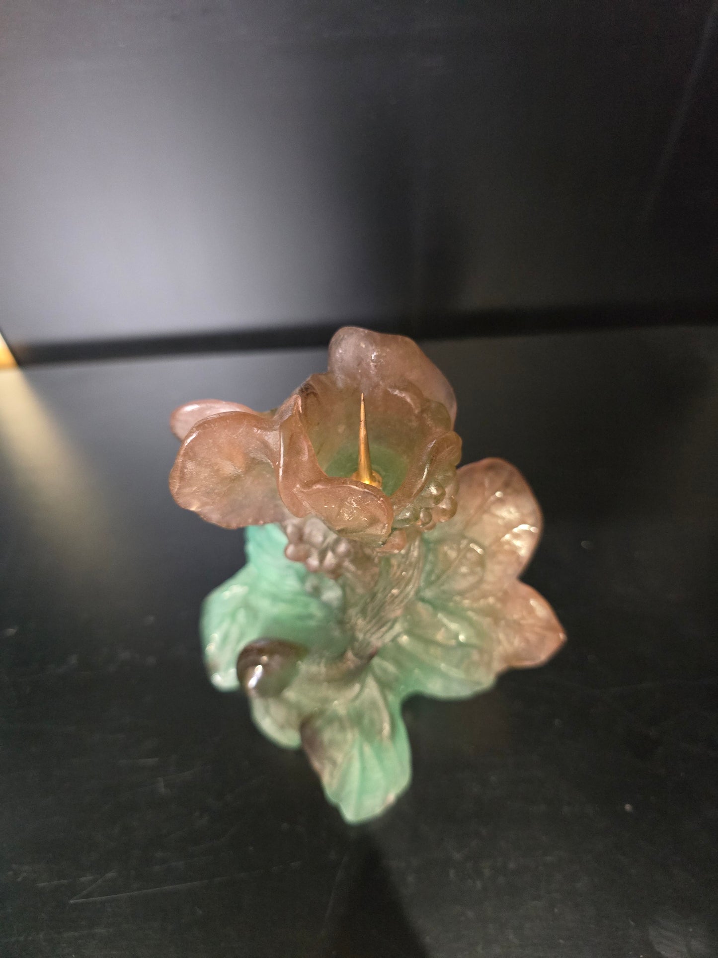 DAUM- paire de Bougeoir "Nature" 1988 pâte de verre