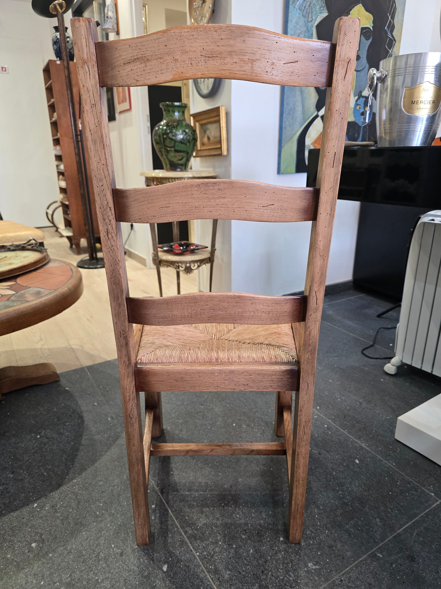 Lot de 4 chaises en bois et paille – Style rustique chic