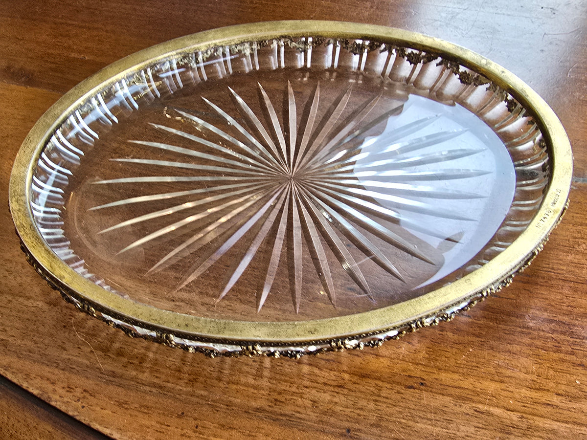 Paire de Plat en cristal taillé et monture argent massif 800 allemagne Fin XIXe