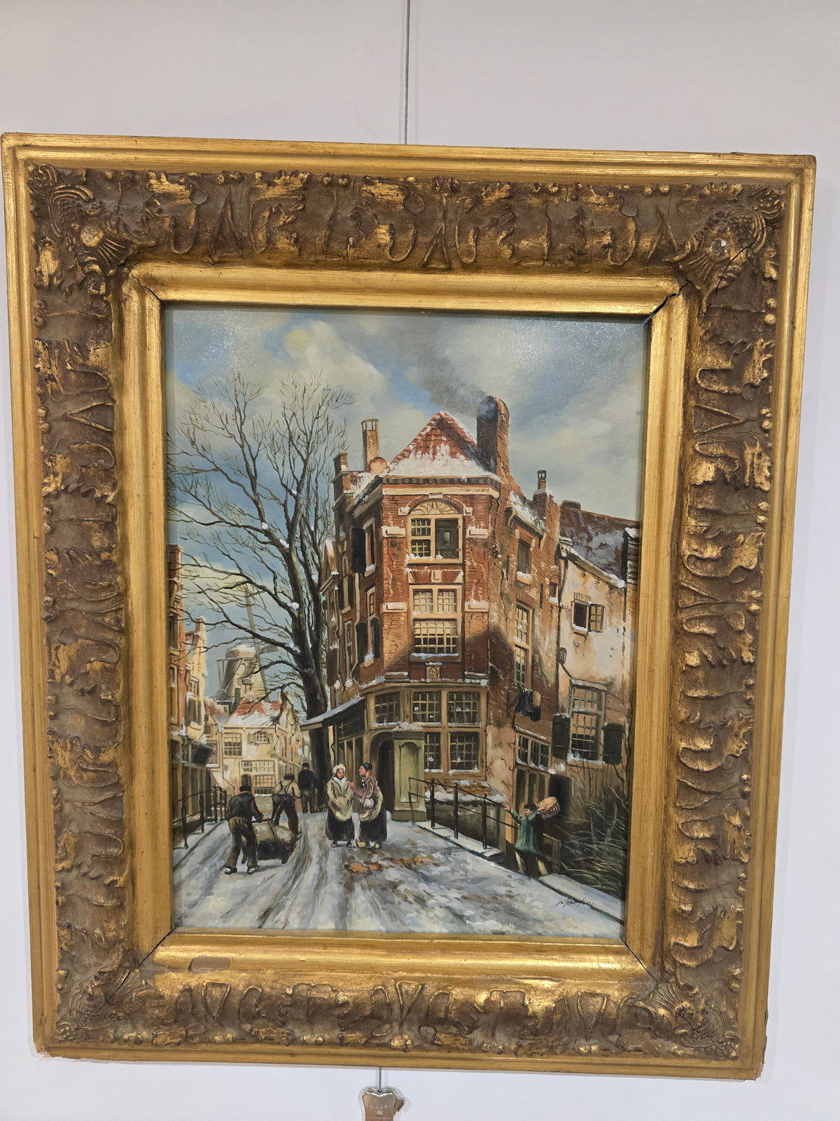 Tableau – Scène de rue hollandaise sous la neige