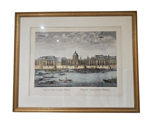 Gravure encadrée – Vue du Collège des Quatre Nations à Paris d’après Israël Silvestre