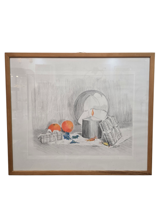 Œuvre dessinée encadrée (60 × 48 cm)