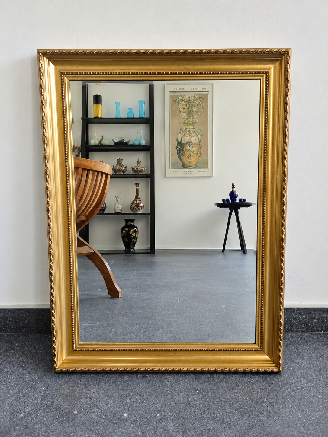 Miroir doré à glace biseautée – 70 × 52 cm