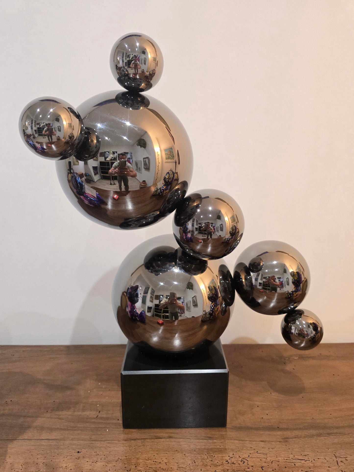 Sculpture Pop Art Sphères Chromées – 55 cm