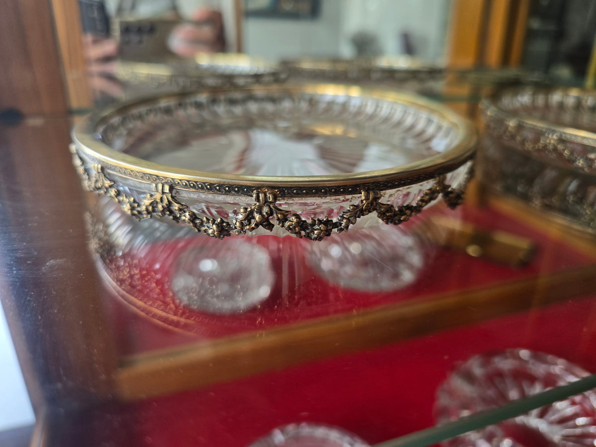 Paire de Plat en cristal taillé et monture argent massif 800 allemagne Fin XIXe