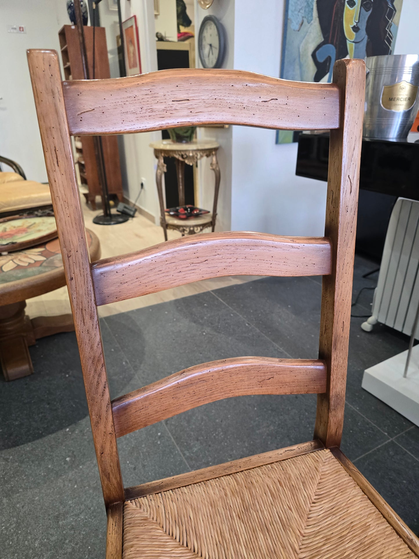 Lot de 4 chaises en bois et paille – Style rustique chic