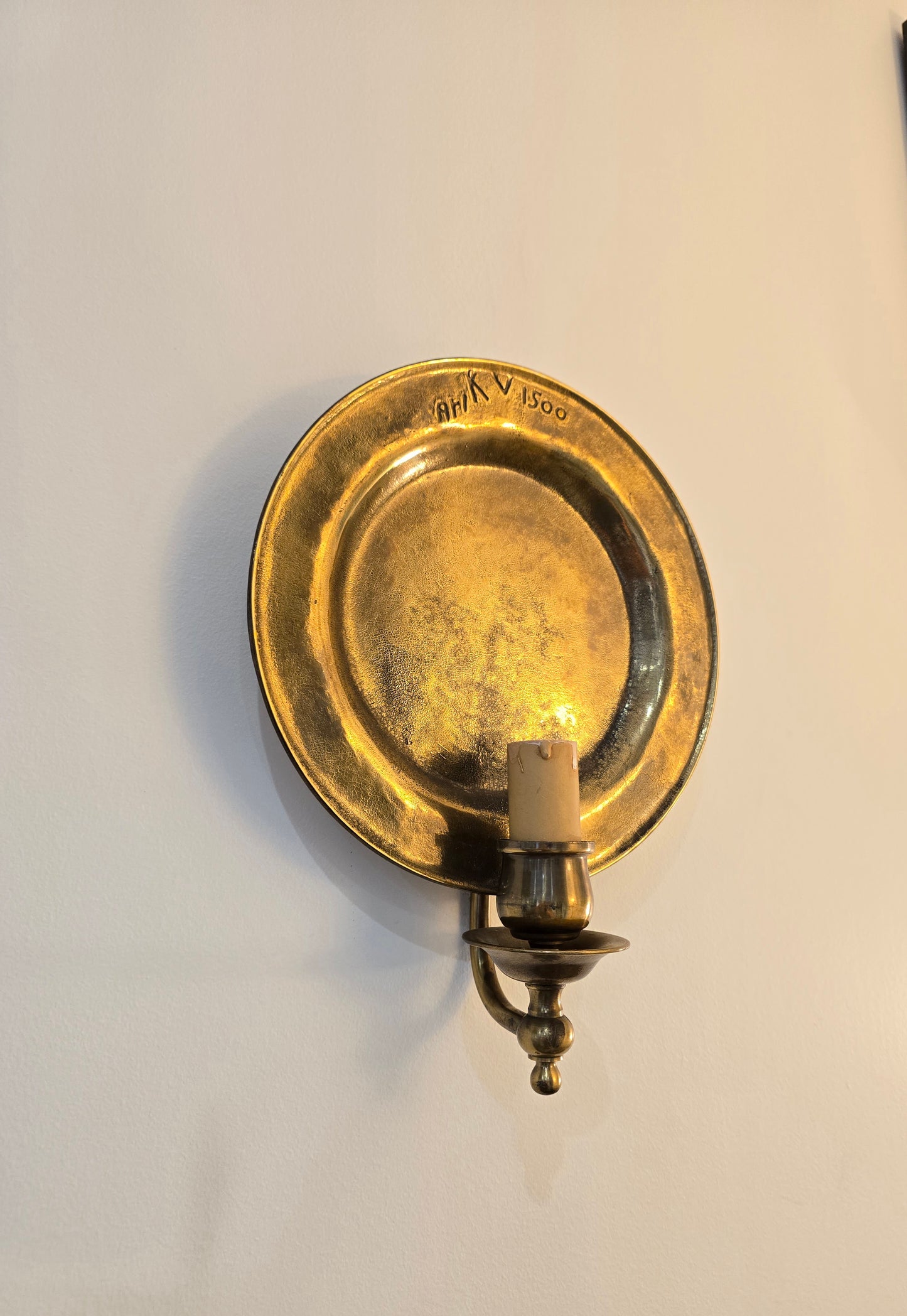 Lot de 2 appliques murales vintage Ari KV 1500 – bronze patiné – Ø 25 cm