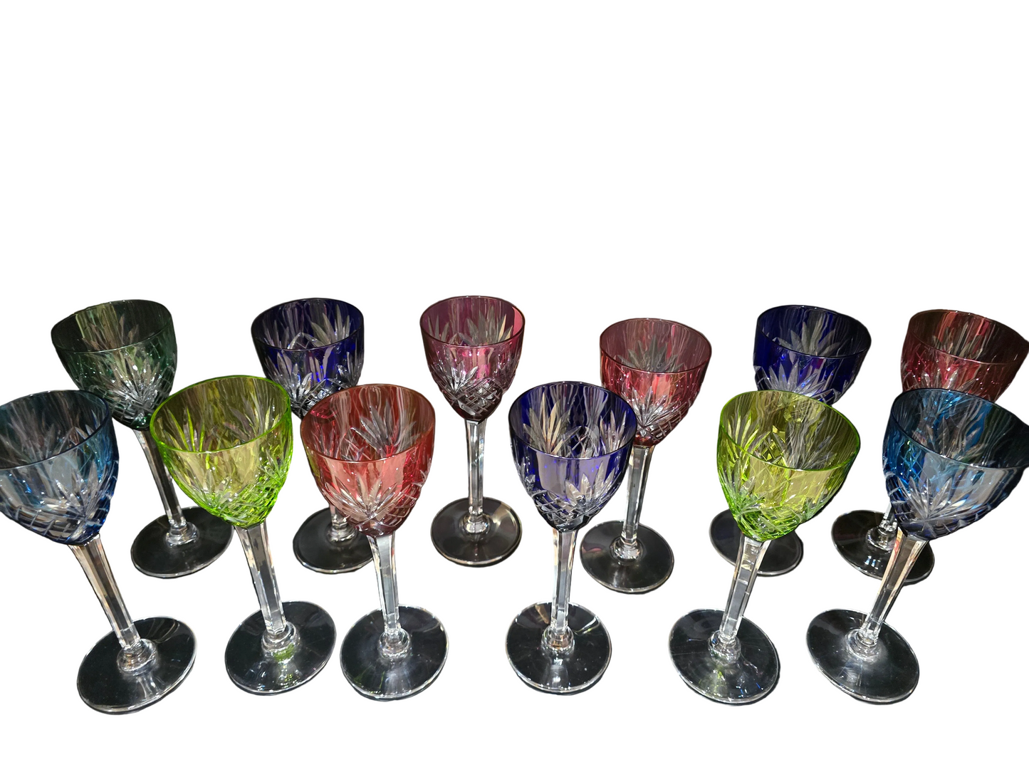 12 coupes / verres colorés Saint-Louis modèle Chantilly