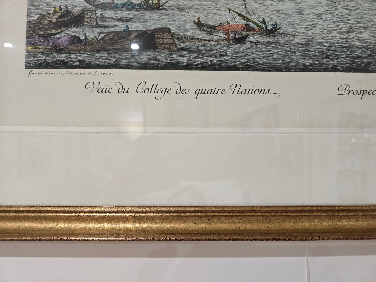 Gravure encadrée – Vue du Collège des Quatre Nations à Paris d’après Israël Silvestre