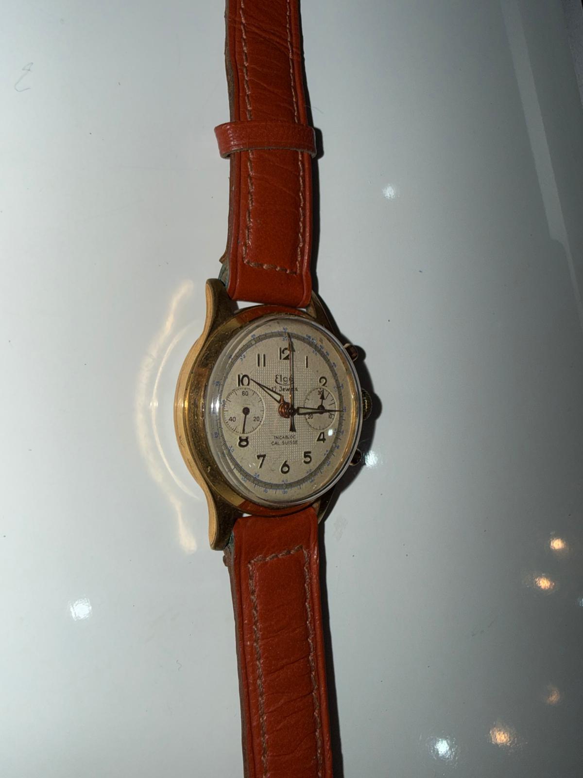 Montre Chronographe Vintage Elgé – 17 Jewels – Incabloc – Calibre Suisse