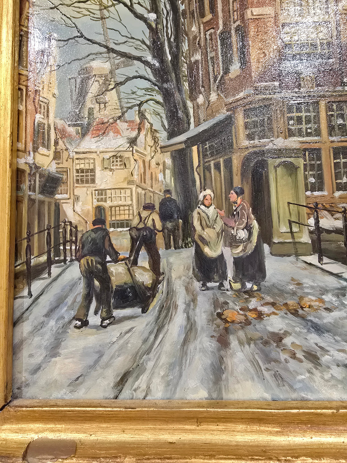 Tableau – Scène de rue hollandaise sous la neige