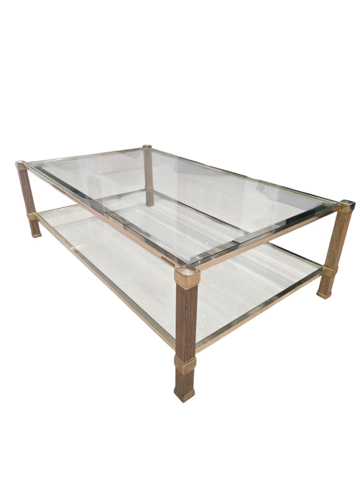 Table basse Pierre Vandel- laiton et verre