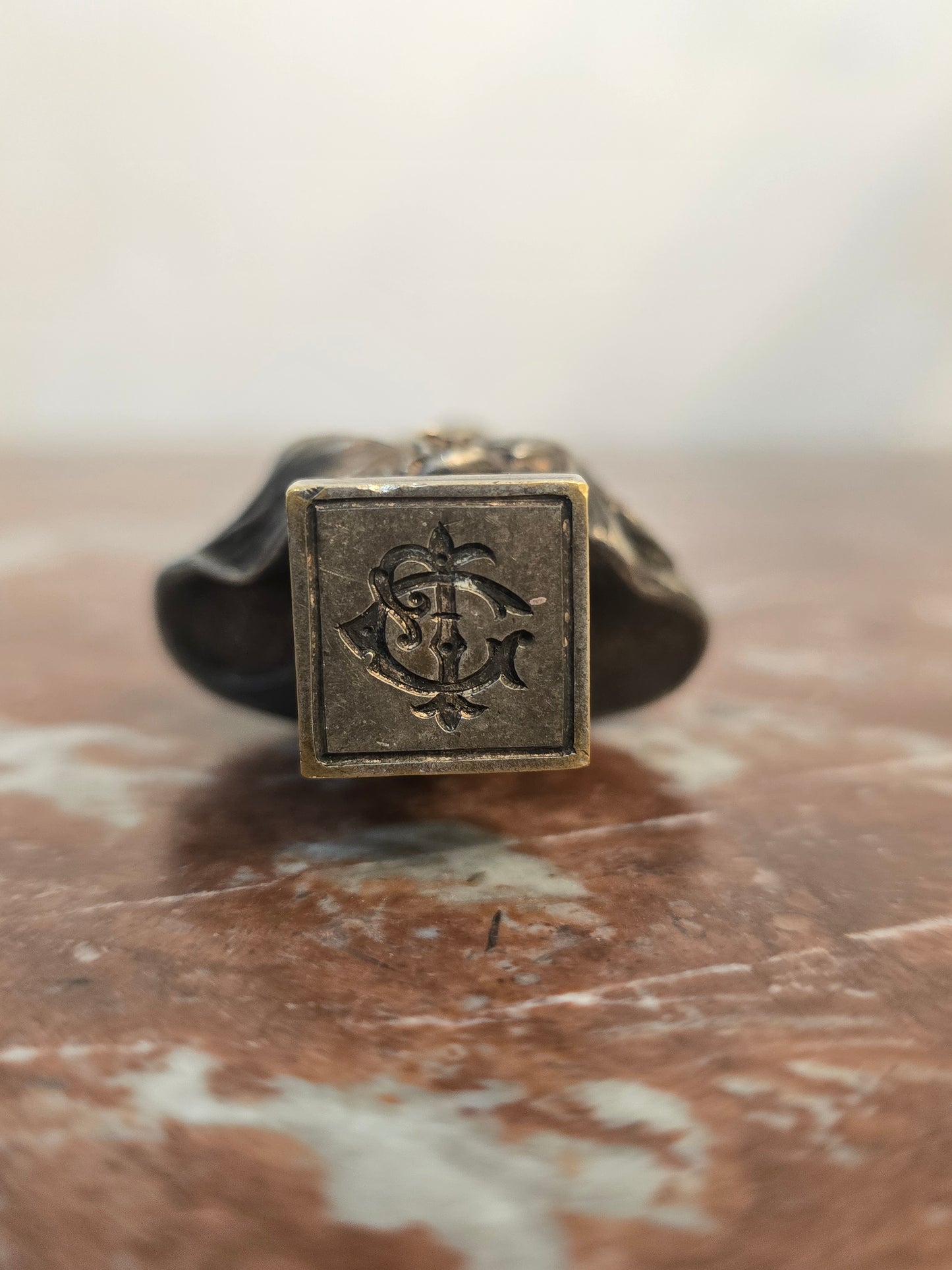 Sceau en bronze argenté - signé houdon -Cachet de cire - Buste de Diane - Fonderie Susse Frères Paris