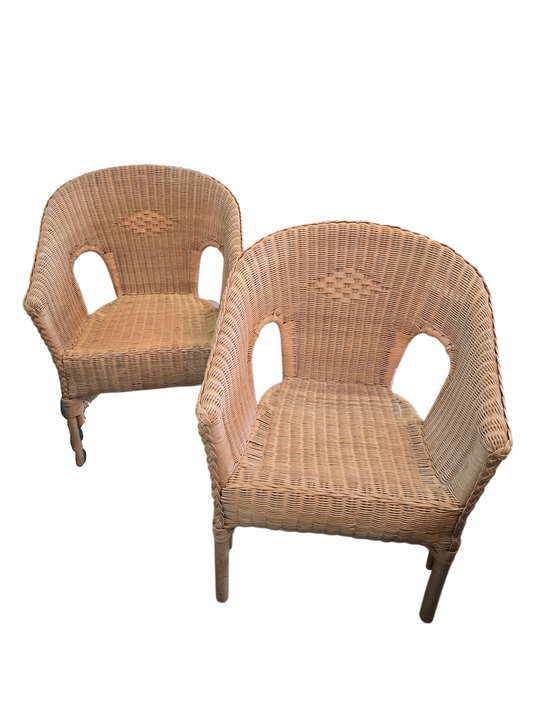 Paire de fauteuils en rotin tressé – Vintage