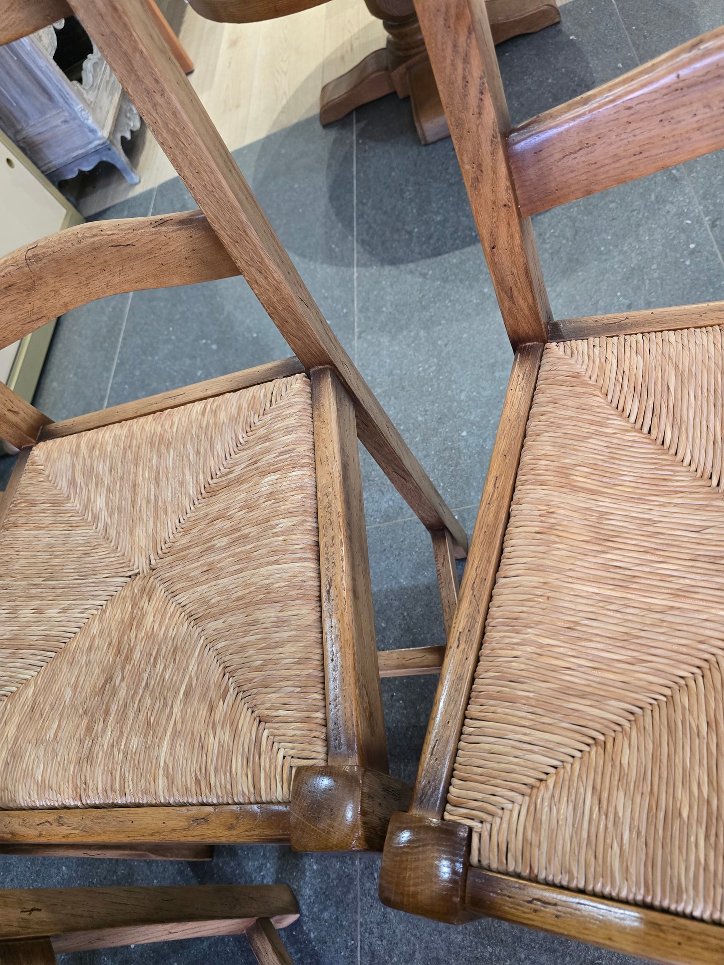 Lot de 4 chaises en bois et paille – Style rustique chic