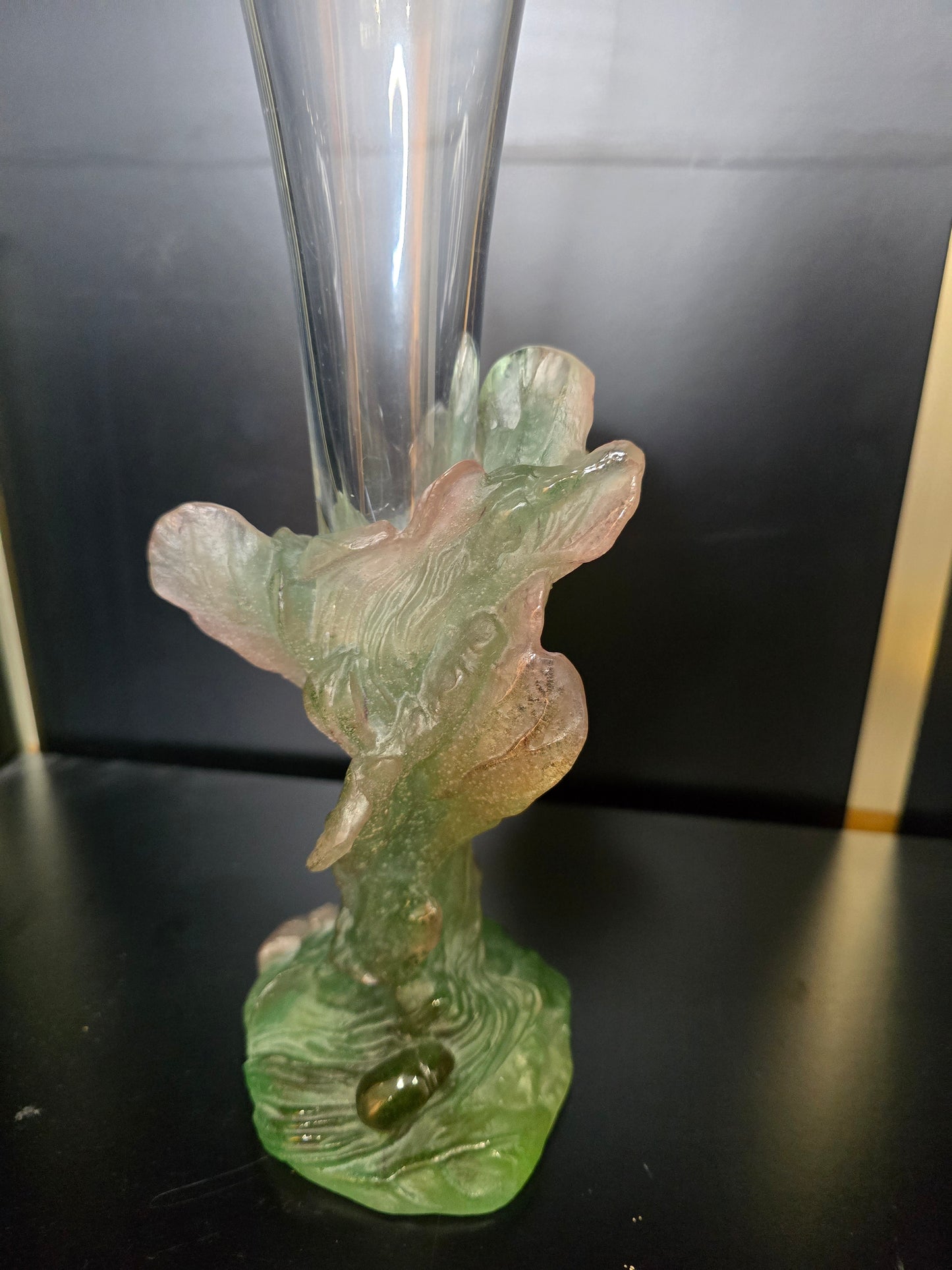 DAUM - soliflore "Nature",1988 - pâte de verre et cristal