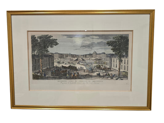 Gravure encadrée – Vue du Château de Versailles depuis la grande avenue
