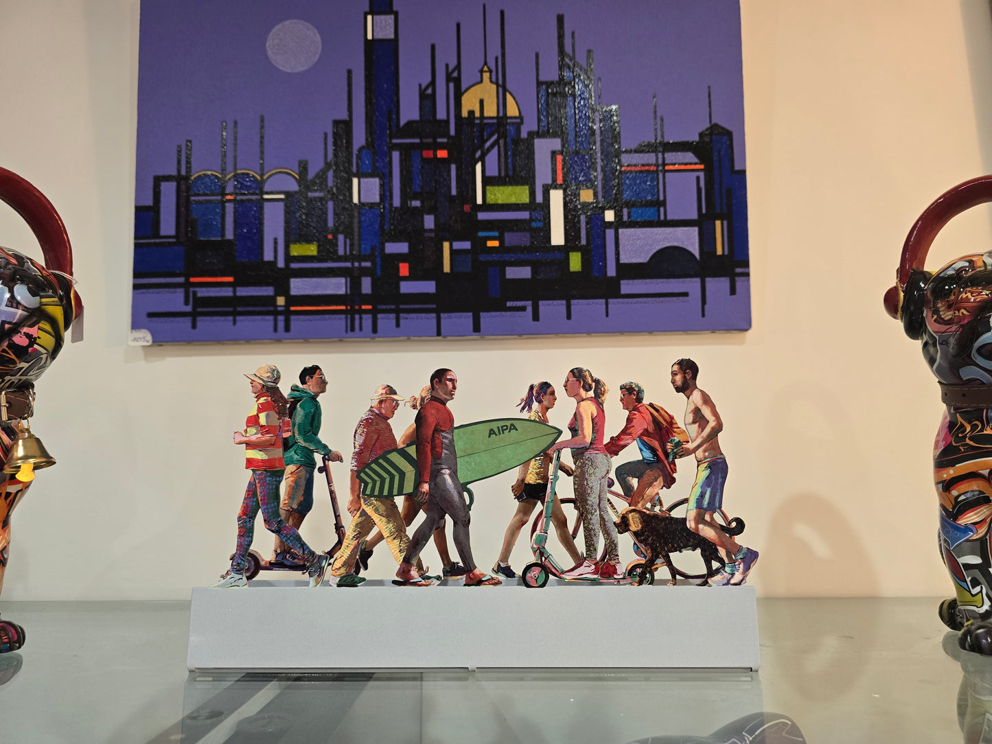 Sculpture David Gerstein “TLV Promenade” – métal découpé coloré