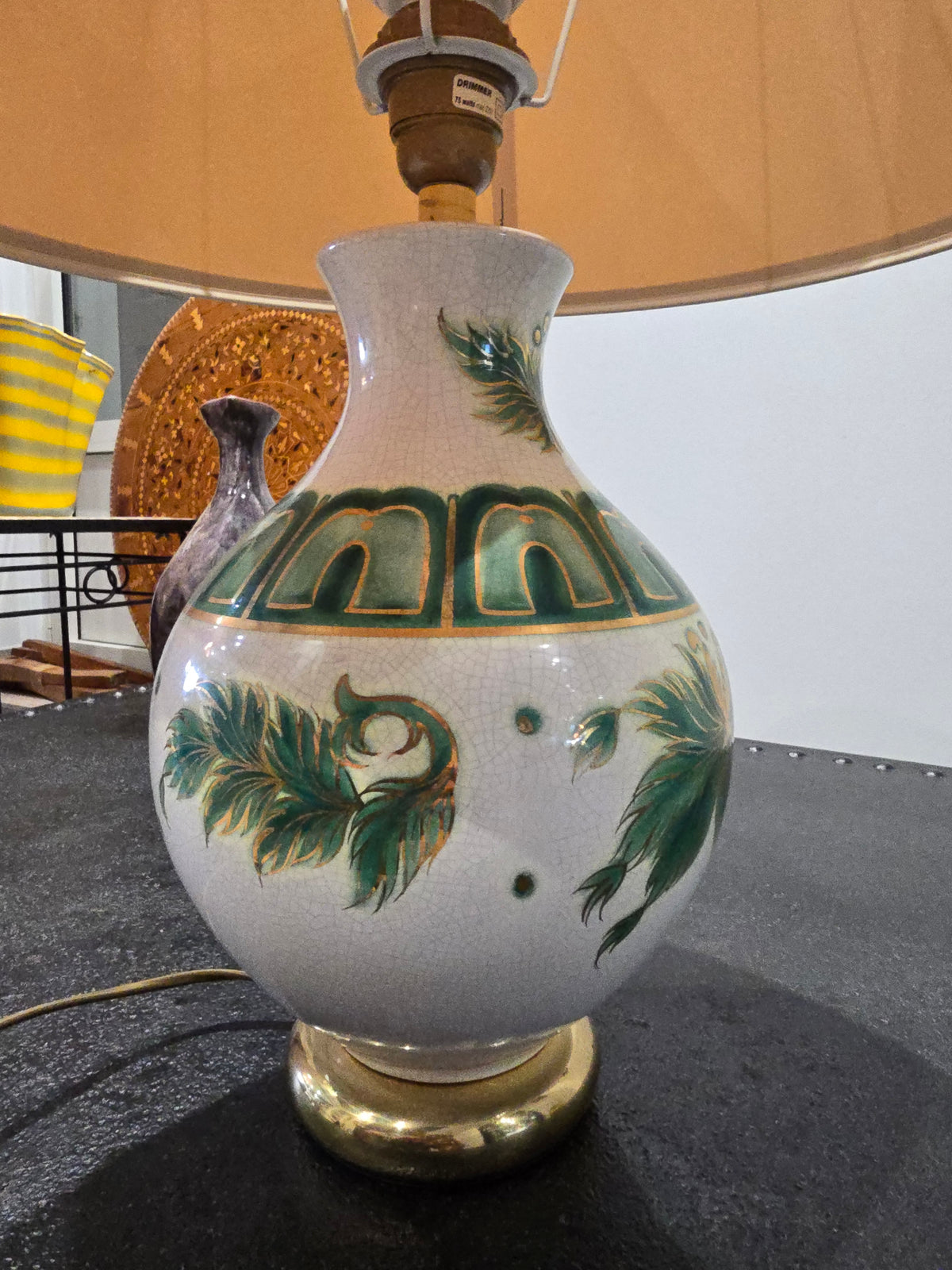 Grande lampe vintage Louis Drimmer en céramique émaillée – années 70/80