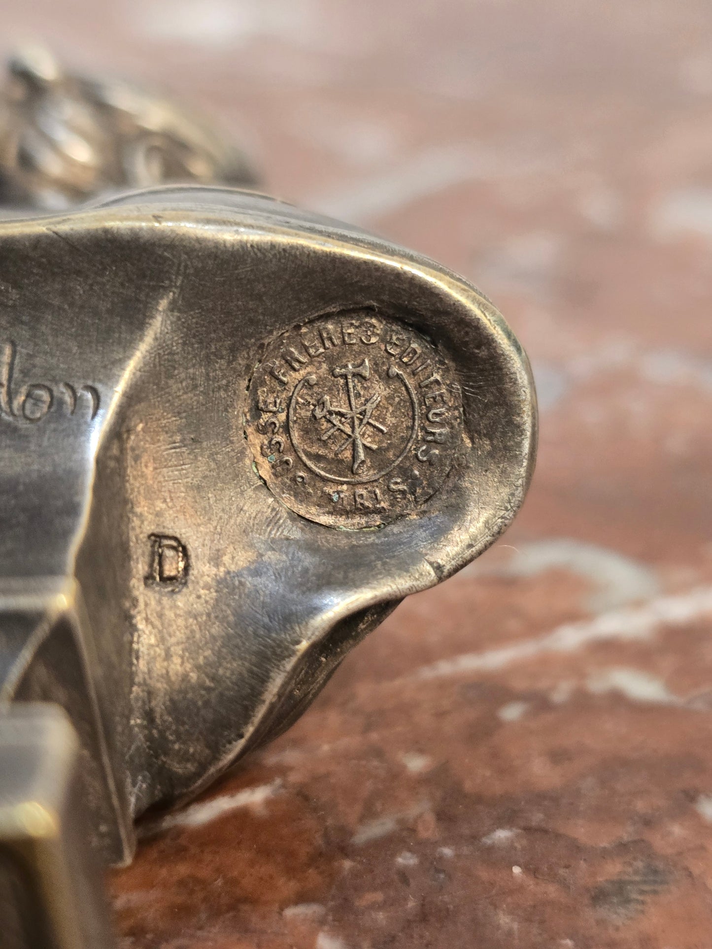 Sceau en bronze argenté - signé houdon -Cachet de cire - Buste de Diane - Fonderie Susse Frères Paris