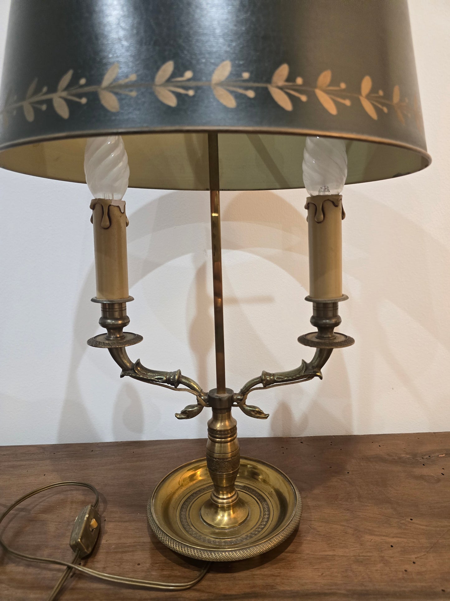 Lampe Bouillotte Empire à Deux Feux en Laiton