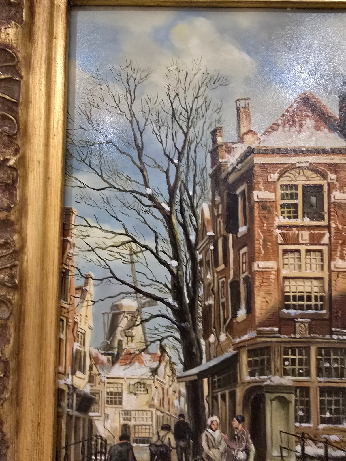 Tableau – Scène de rue hollandaise sous la neige